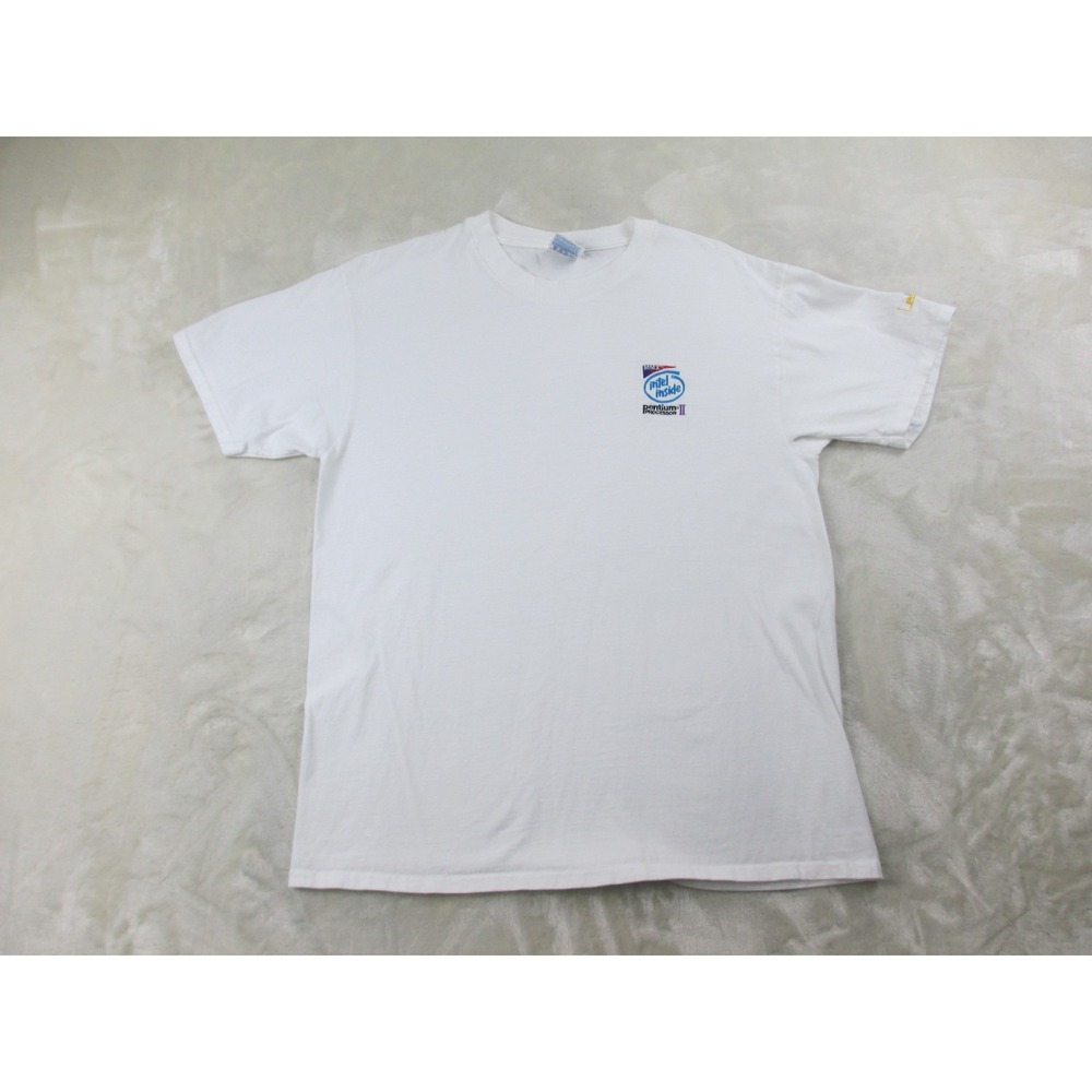 VINTAGE Intel Shirt Mens Large White Pentium Processor Dealer II Computer*